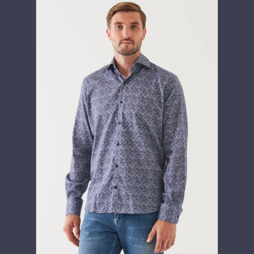 Patrick Assaraf Navy Blue Button Down Shirt Medium NWT $245